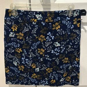 Talbots Petite size 2 blue floral corduroy skirt